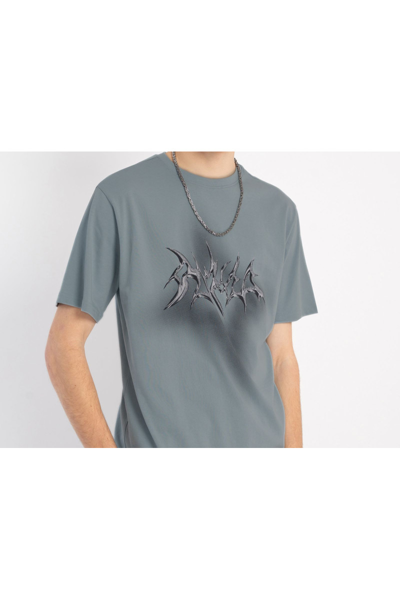 Jasnoniebieski t-shirt REGULAR z autorską grafiką z przodu, niebieski