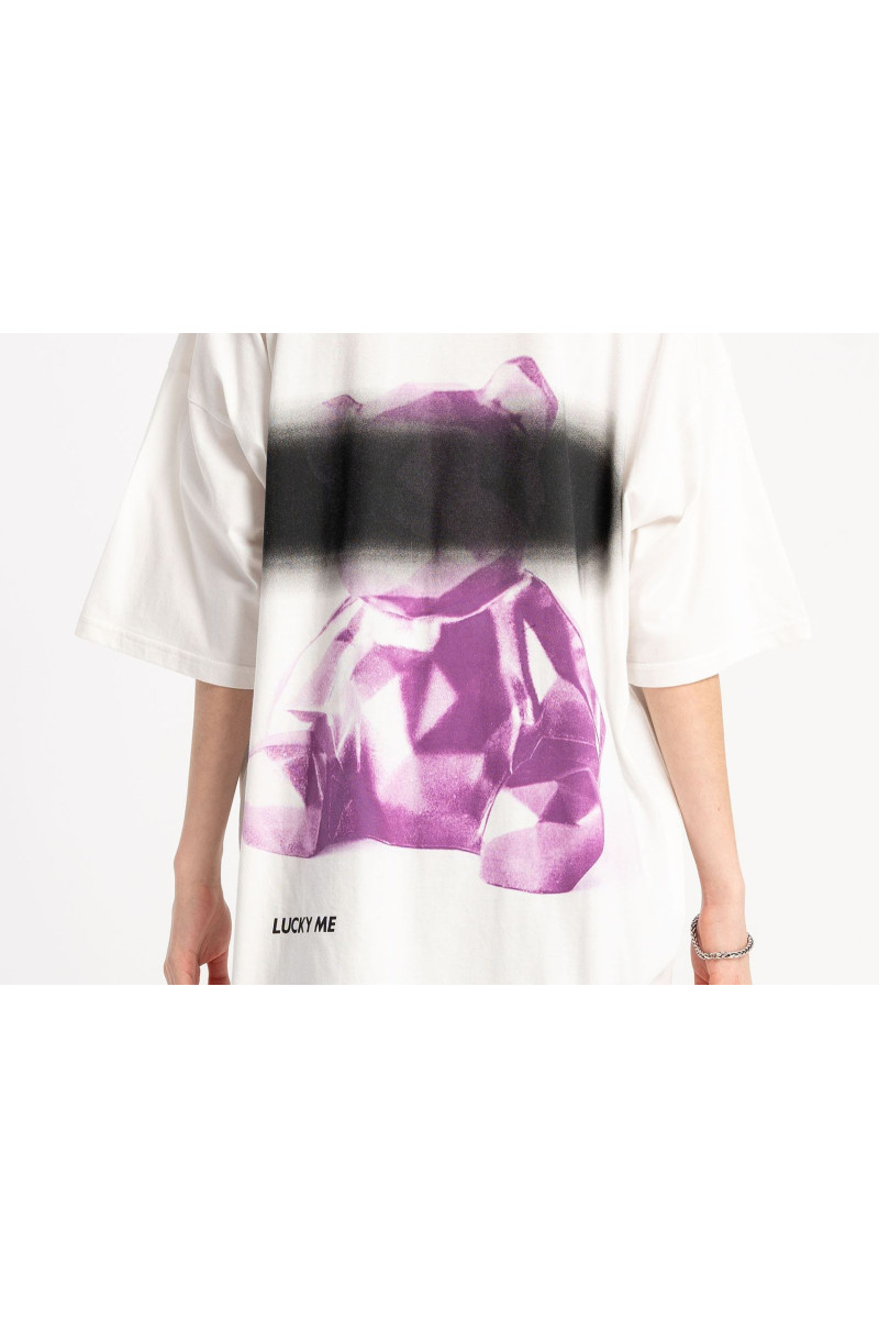 Biały t-shirt z autorską grafiką z tyłu, biały