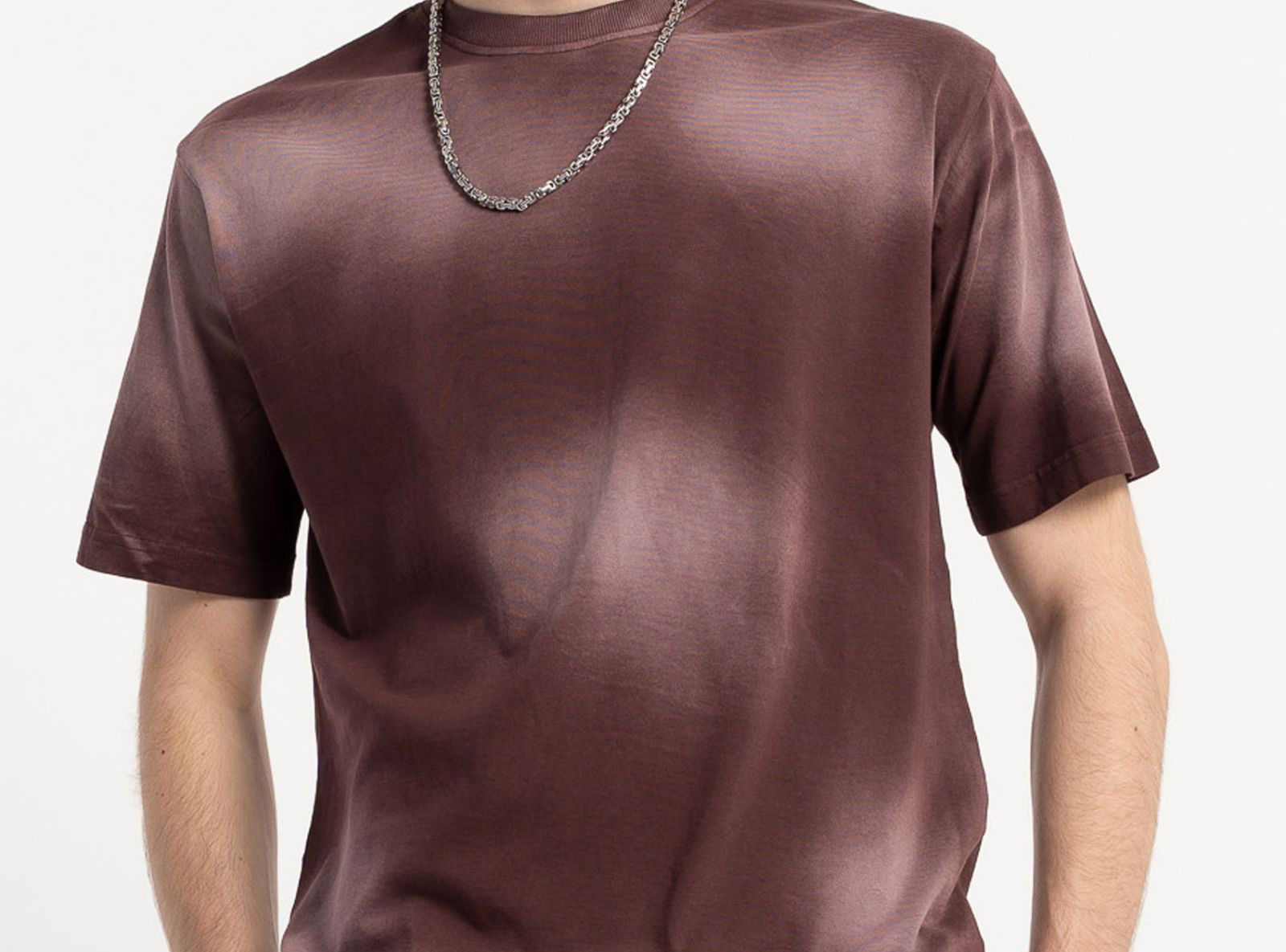Bordowy t-shirt z efektem sprania