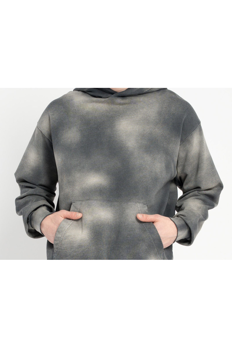 Szara bluza REGULAR z kapturem z efektem sprania, szary