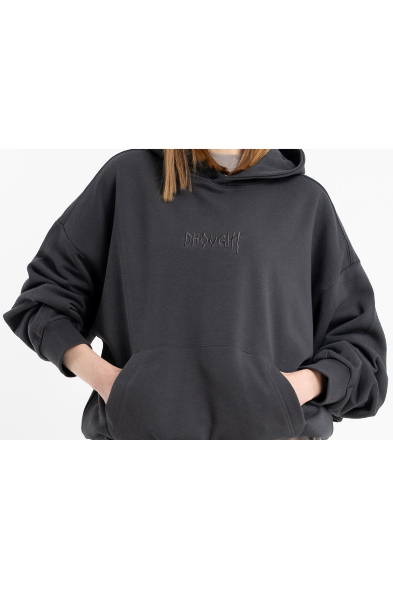 Szara bluza OVERSIZE z kapturem z autorską grafiką z tyłu, szary