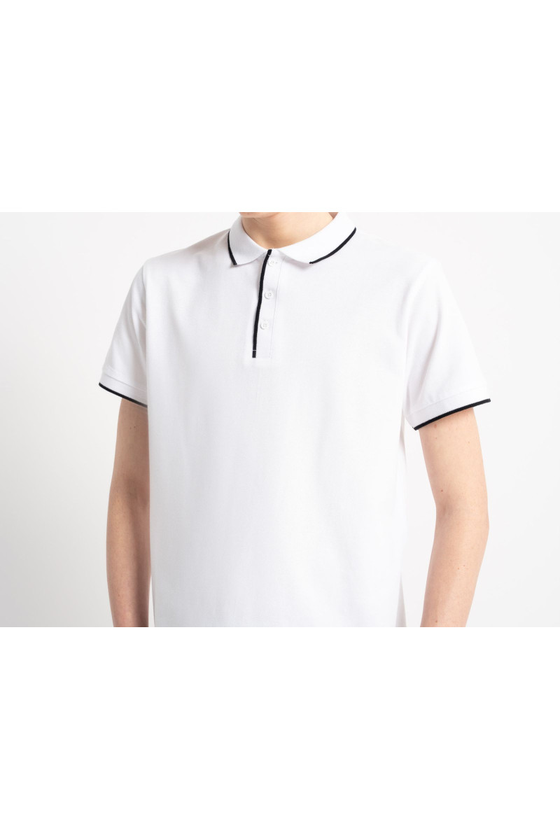 Biała koszulka polo REGULAR z krótkim rękawem z czarnymi elementami, biały