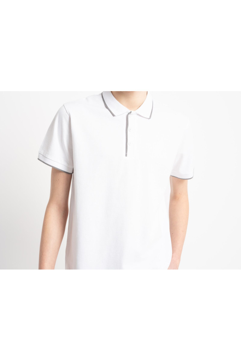 Biała koszulka polo REGULAR z krótkim rękawem z szarymi elementami, biały