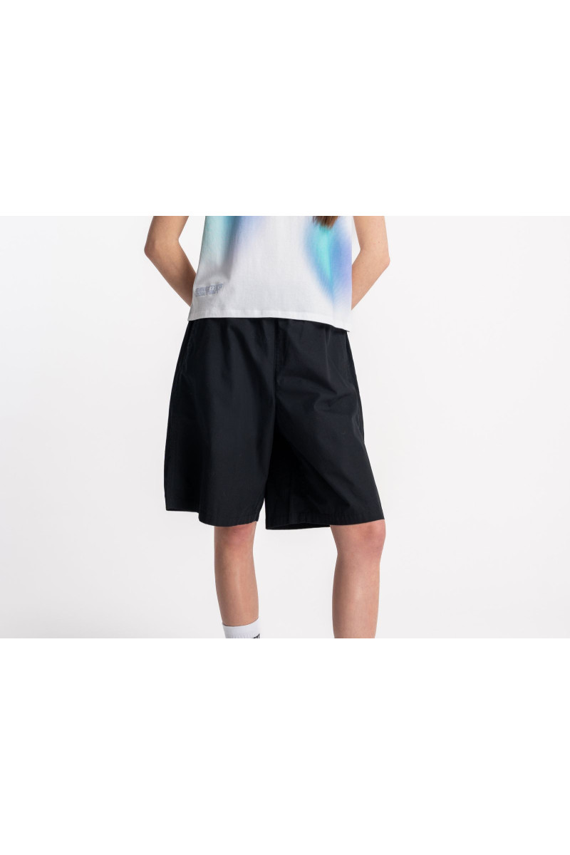 Czarne szorty bez nadruków ściągane w pasie, czarny