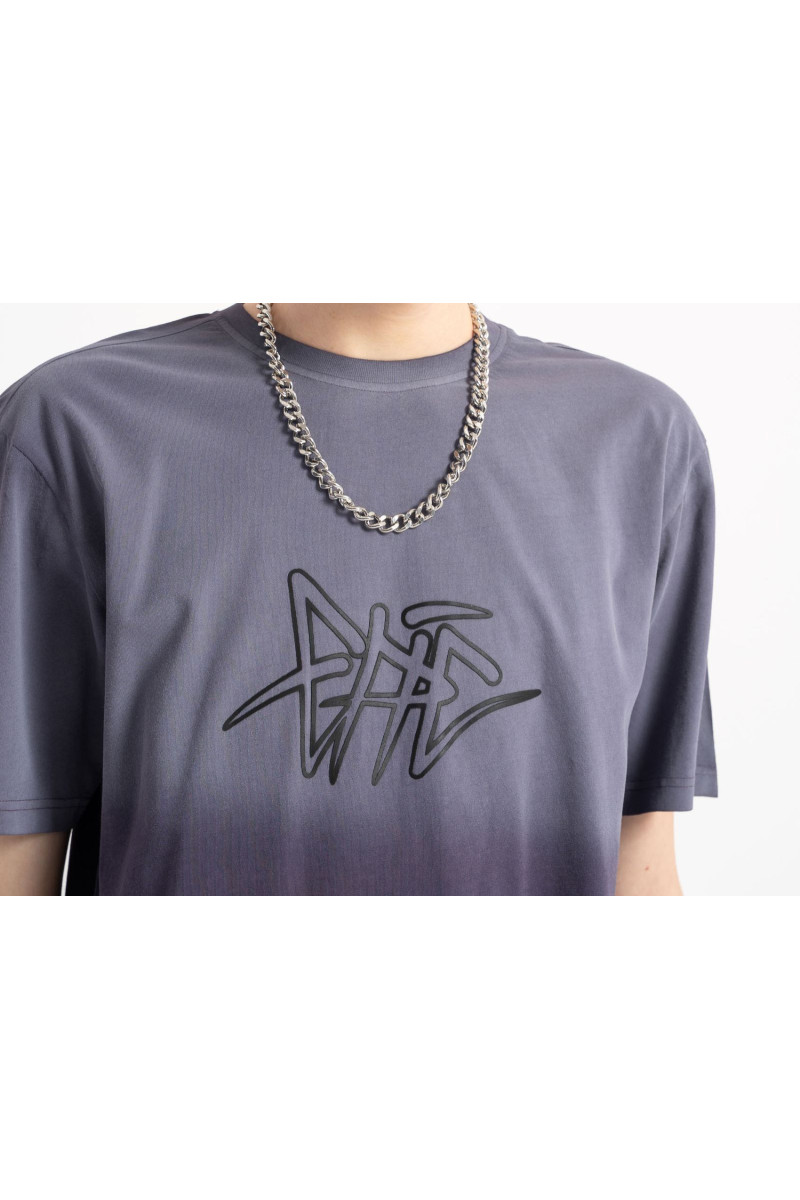 Fioletowy t-shirt REGULAR z efektem ombre, fioletowy