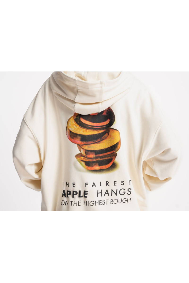Kremowa bluza z autorską grafiką z tyłu, kremowy