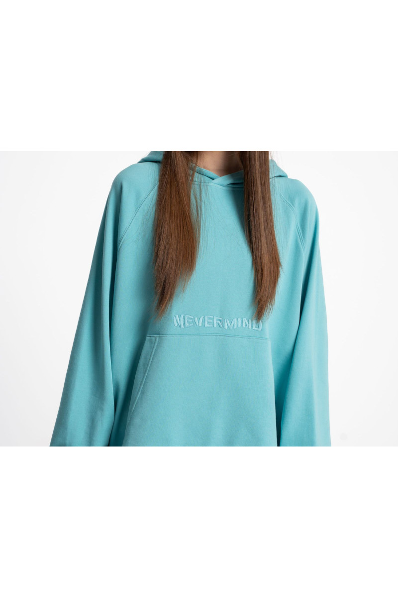 Turkusowa bluza z haftem z przodu, niebieski