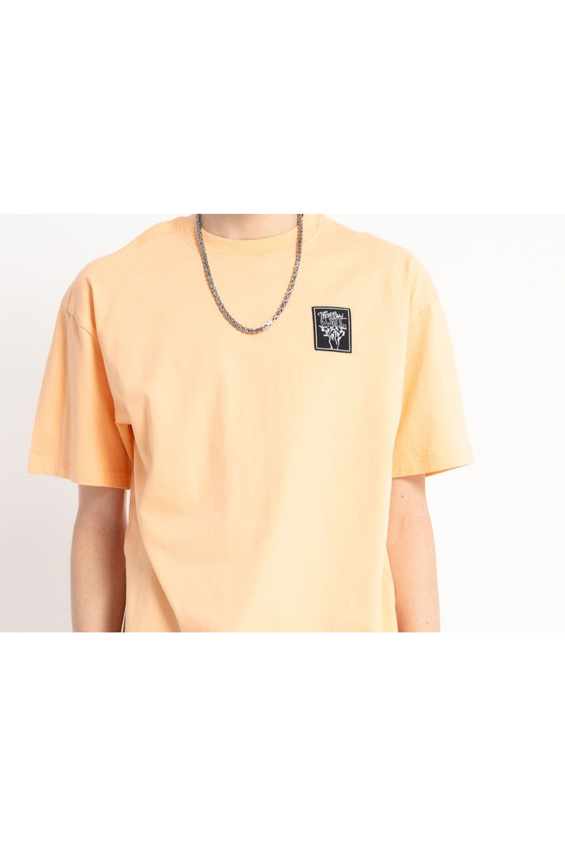 Pomarańczowy t-shirt z autorską grafiką z tyłu, pomarańczowy