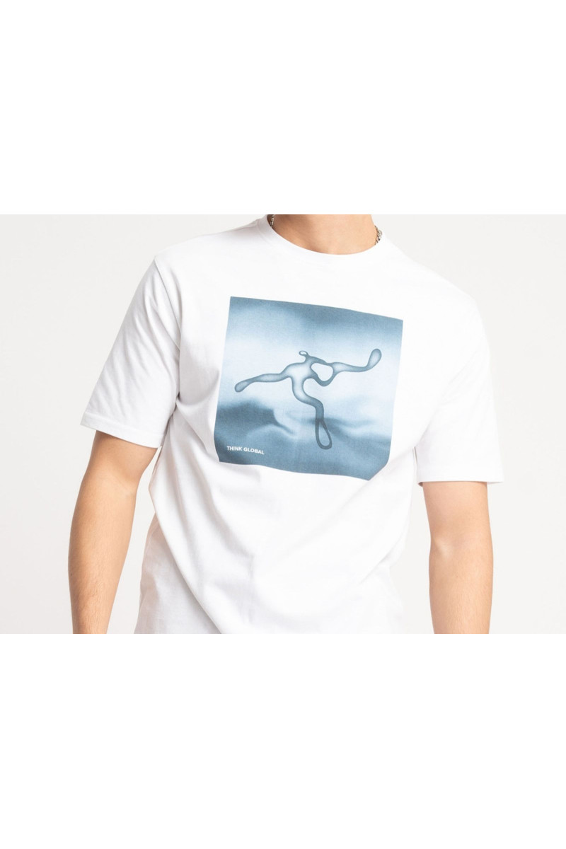 Biały t-shirt z autorską grafiką z przodu, biały