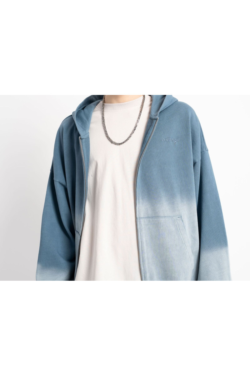 Niebieska bluza z kapturem z efektem ombre, niebieski