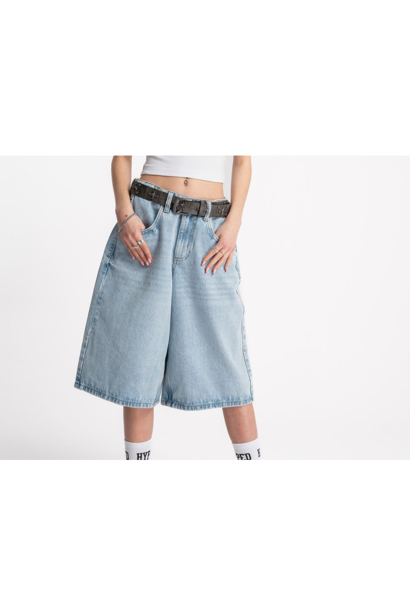 Jasnoniebieskie krótkie spodenki jeansowe model JORTS, niebieski