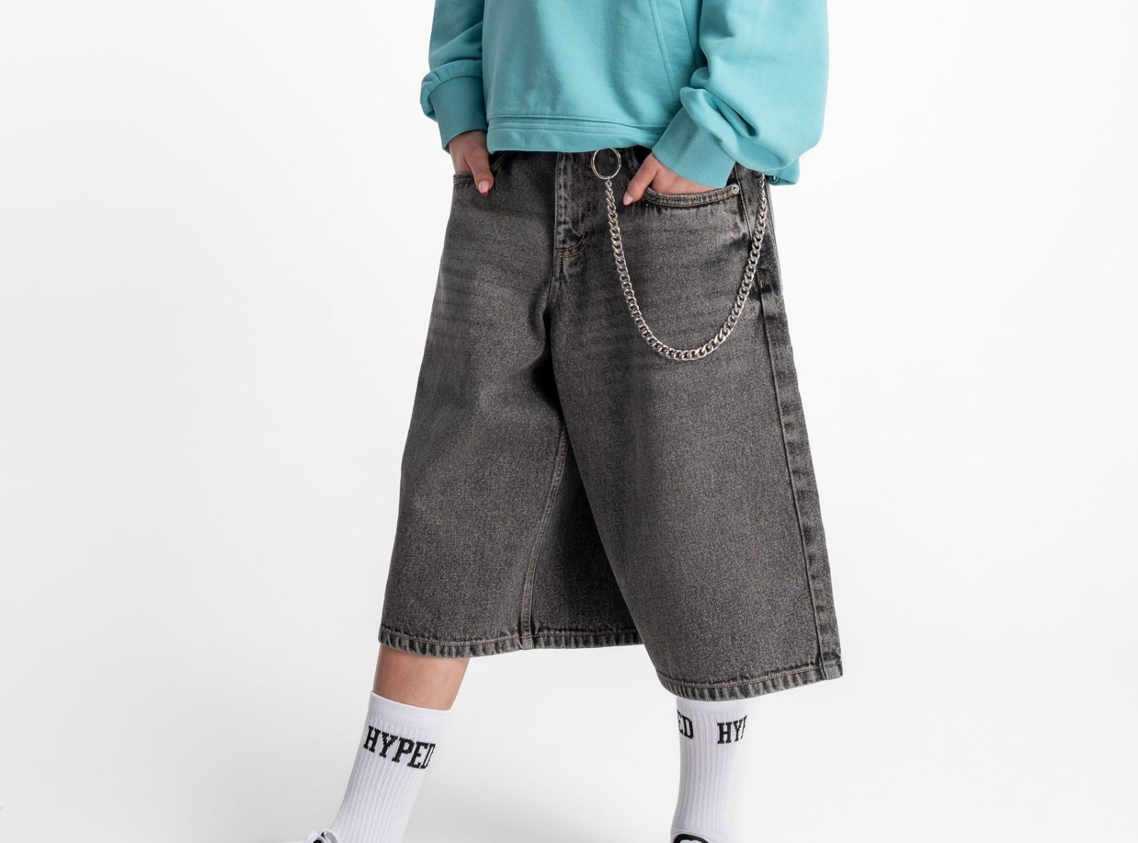 Szare krótkie spodenki jeansowe model JORTS