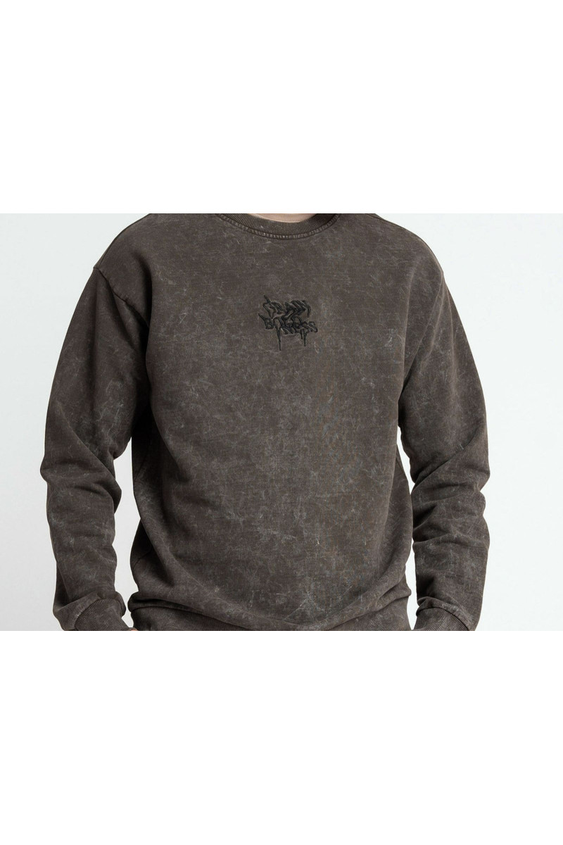 Brązowa bluza bez kaptura z efektem sprania, brązowy