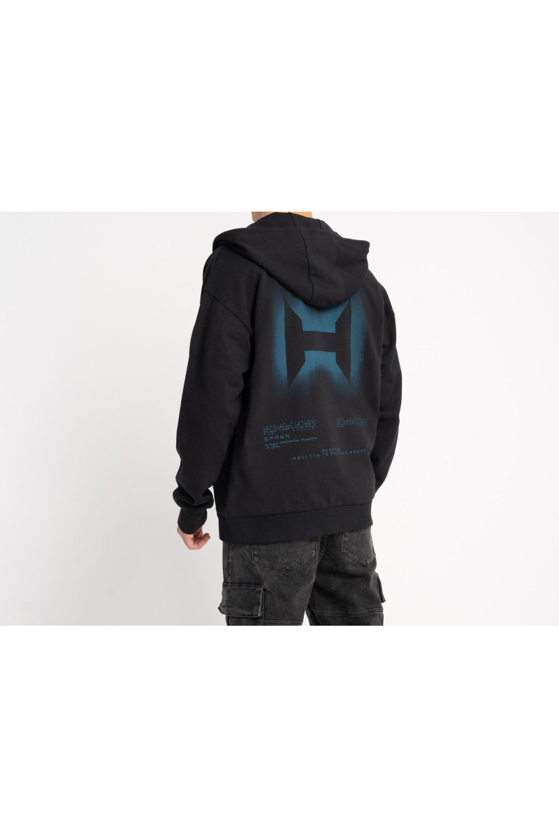 Czarna bluza REGULAR z kapturem z autorską grafiką z tyłu, czarny