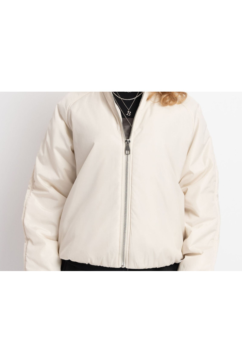 Kremowa  kurtka typu bomberka lekko ocieplana, kremowy