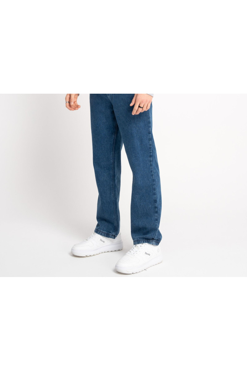 Granatowe spodnie jeansowe o klasycznym kroju, granatowy