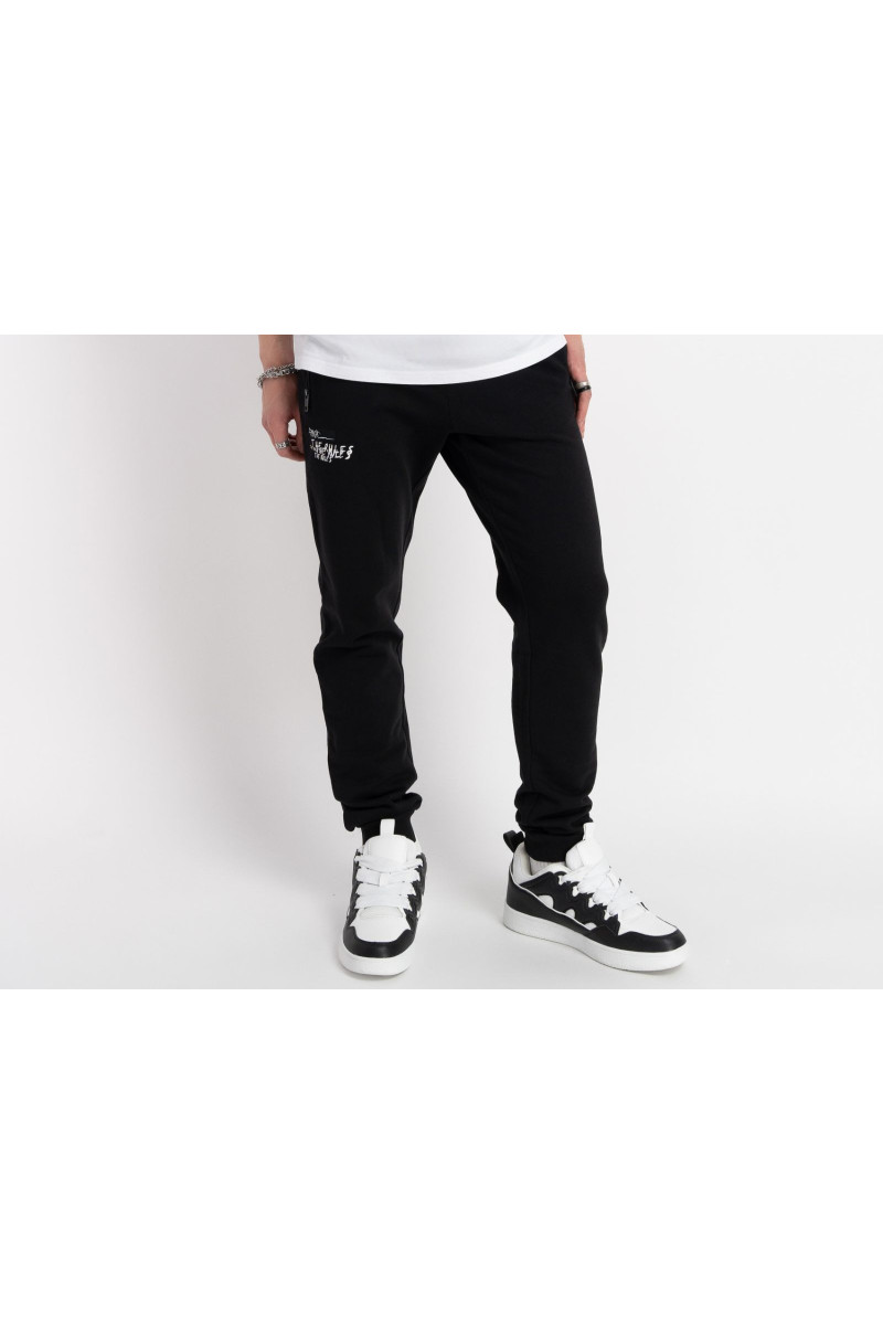 Czarne spodnie dresowe z minimalistycznym nadrukiem, czarny
