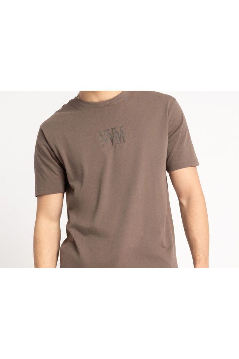 Brązowy t-shirt z minimalistyczną grafiką z przodu, brązowy