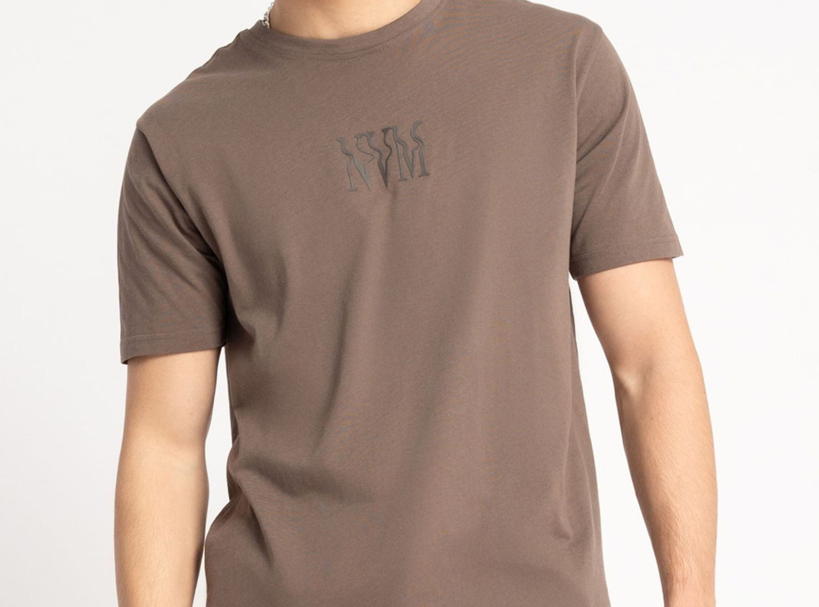 Brązowy t-shirt z minimalistyczną grafiką z przodu Brązowy t-shirt z minimalistyczną grafiką z przodu