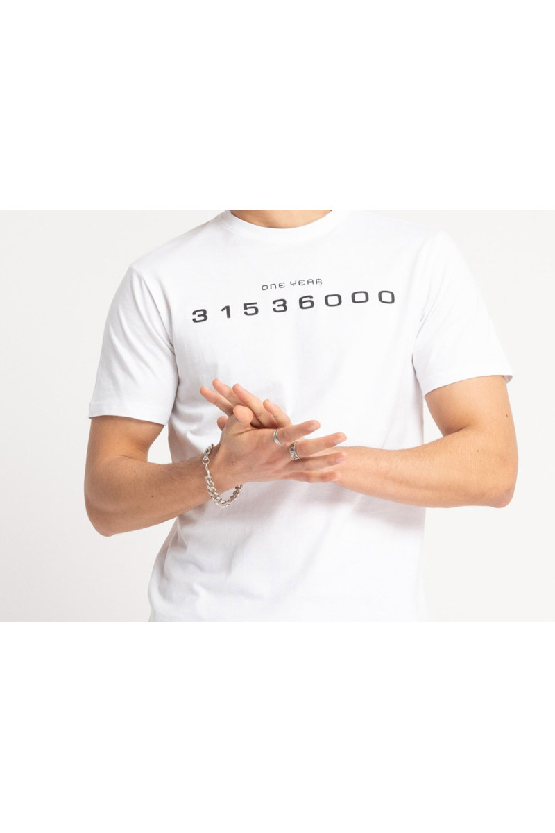 Biały t-shirt REGULAR z kontrastowym nadrukiem z przodu, biały