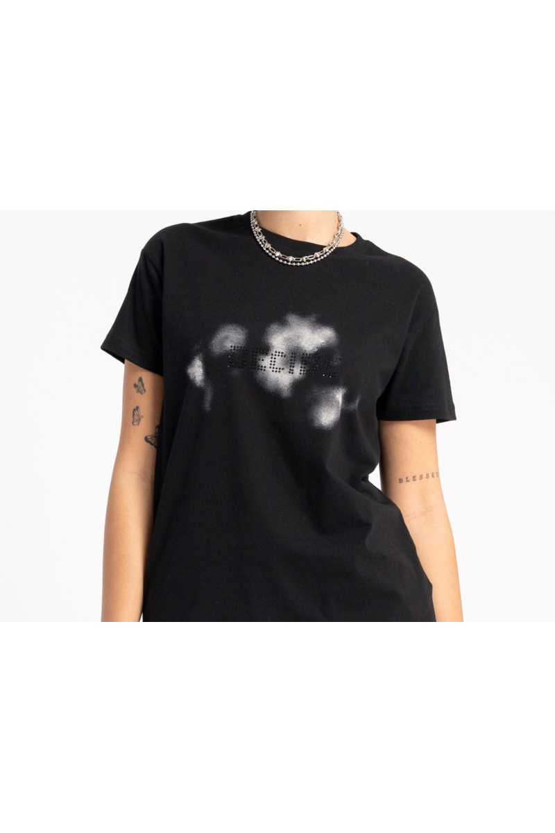 Czarny t-shirt z autorską grafika z przodu, czarny