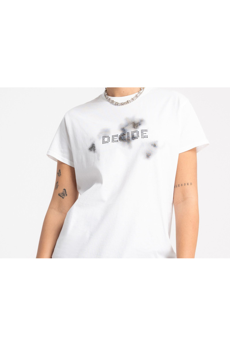 Biały t-shirt COMFORT z autorską grafika z przodu, biały