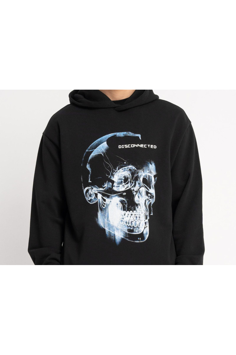 Czarna bluza REGULAR z kapturem z autorską grafiką z przodu, czarny