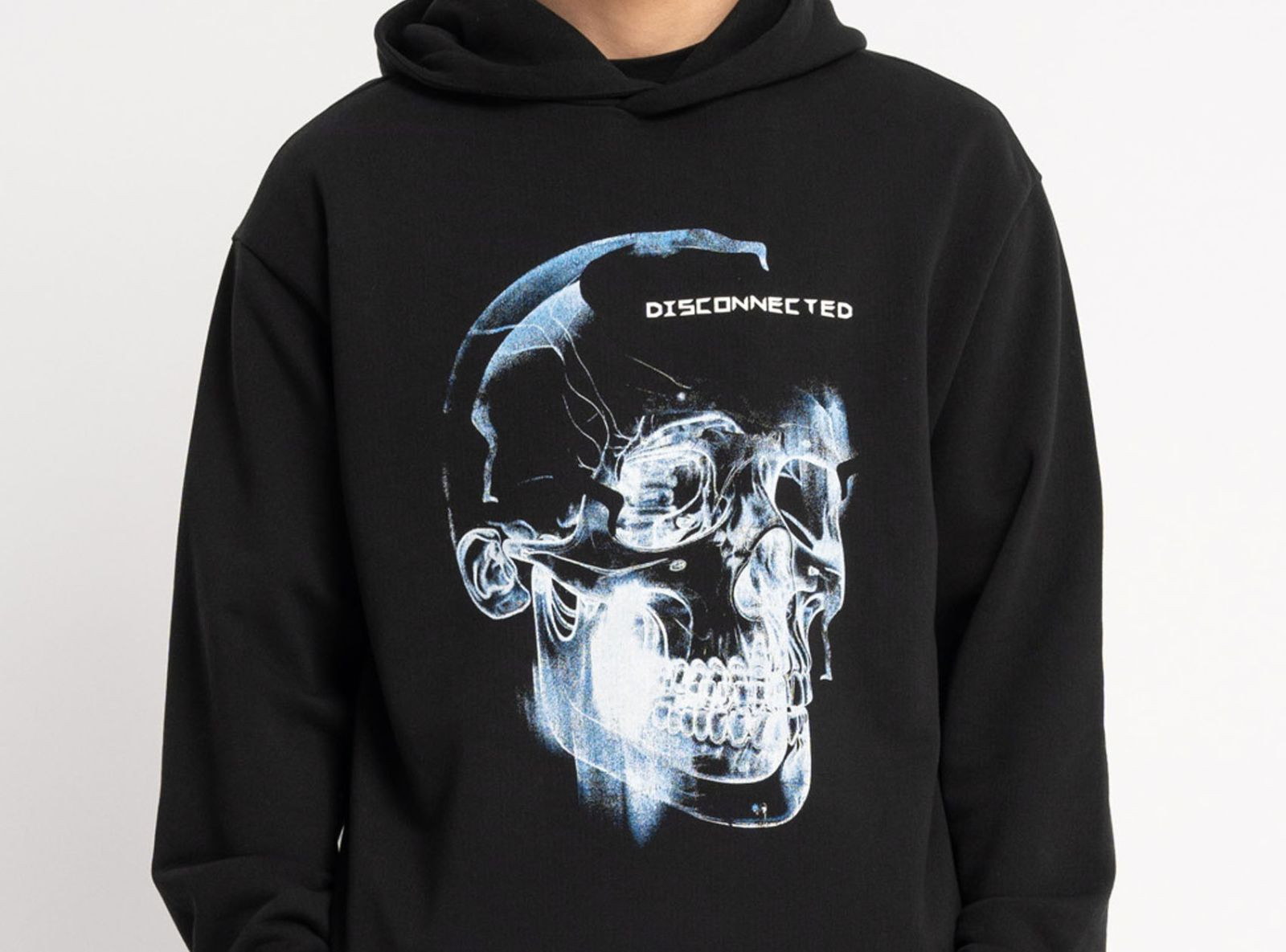 Czarna bluza REGULAR z kapturem z autorską grafiką z przodu