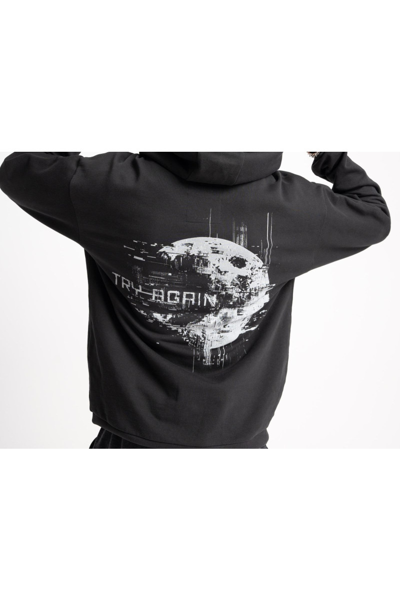Czarna bluza z kapturem z autorską grafiką z tyłu, czarny