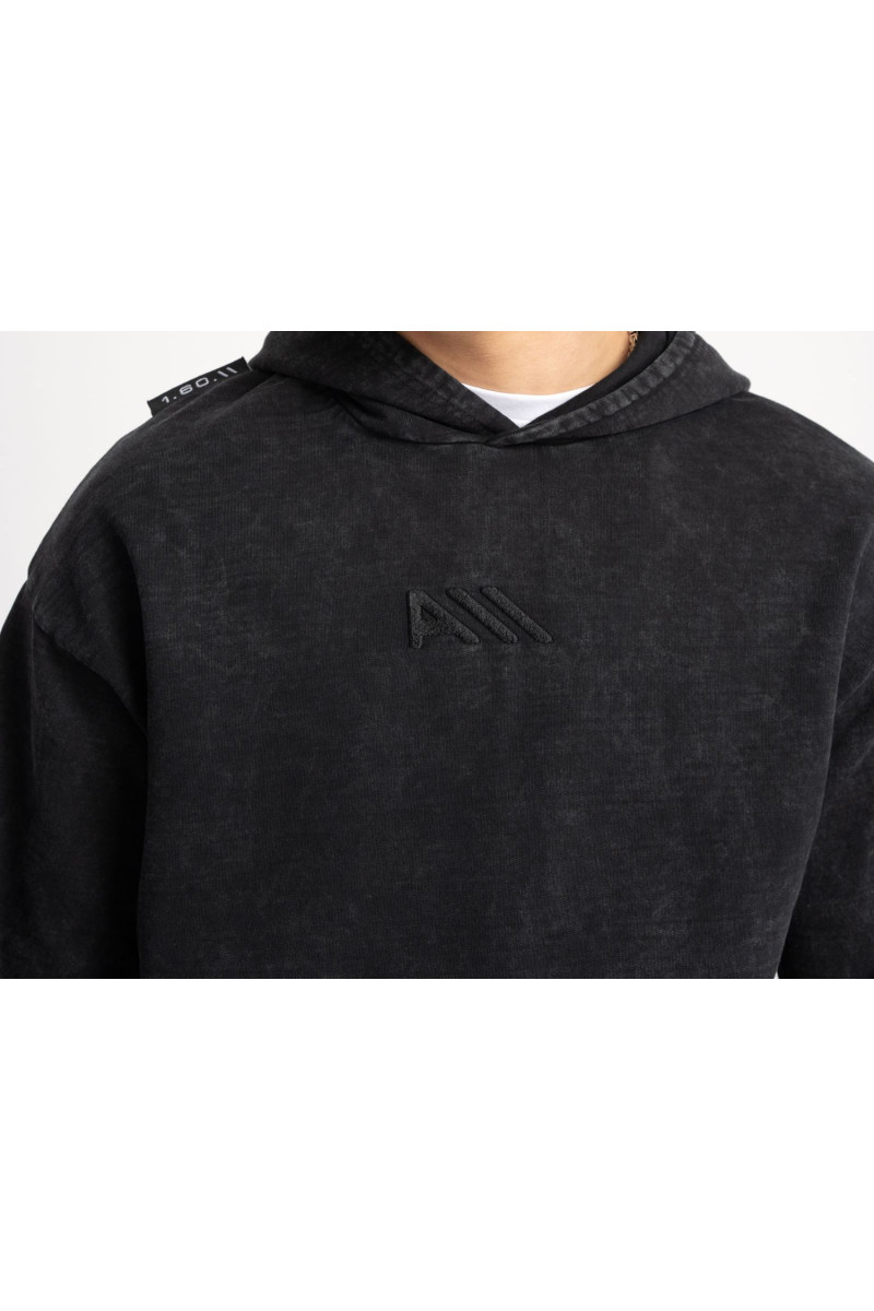Ciemnoszara bluza OVERSIZE z kapturem z efektem sprania, czarny