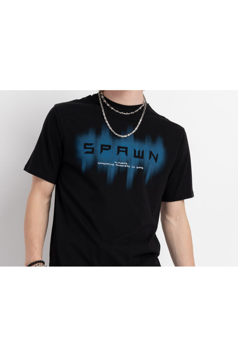 Czarny t-shirt z autorską grafiką z przodu, czarny