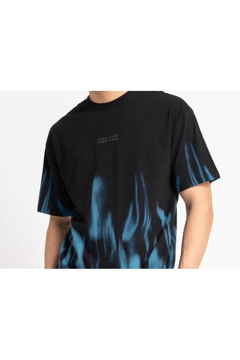 Czarny t-shirt OVERSIZE z nadrukiem na całości w kontrastowym kolorze, czarny