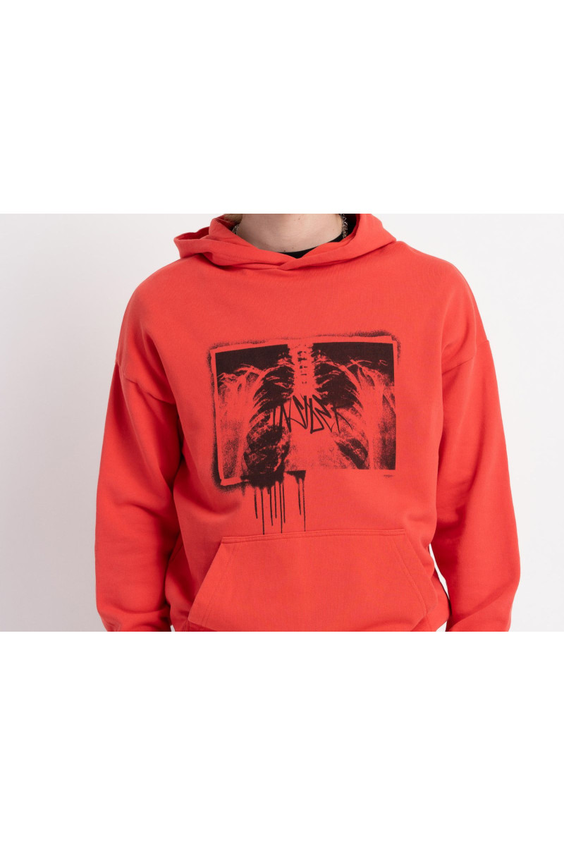 Czerwona bluza z kapturem z autorska grafiką z przodu, czerwony