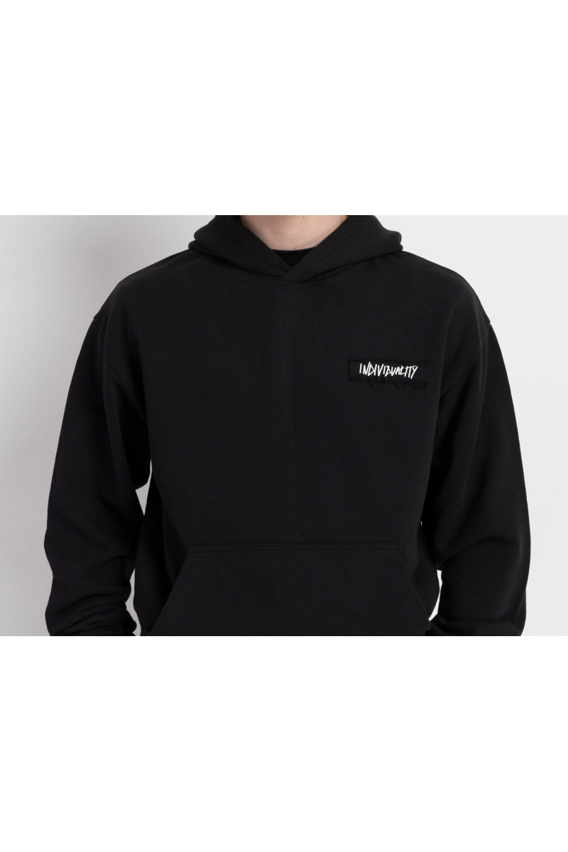 Czarna bluza z kapturem z autorską grafiką z tyłu, czarny