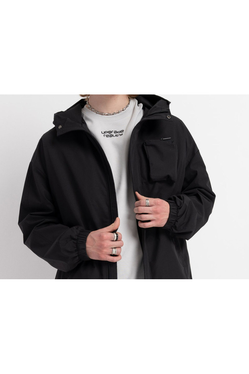 Czarna kurtka przejściowa o kroju pudełkowym, czarny