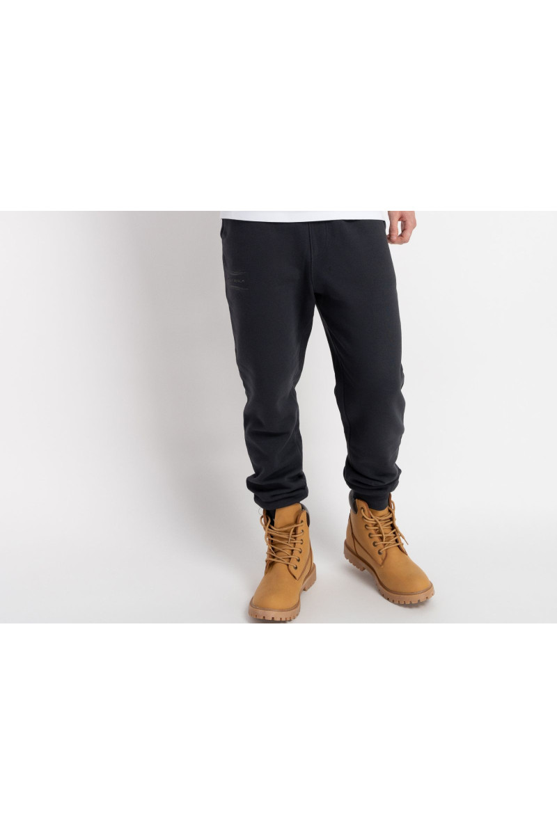 Ciemnoszare spodnie dresowe z minimalistycznym nadrukiem, szary