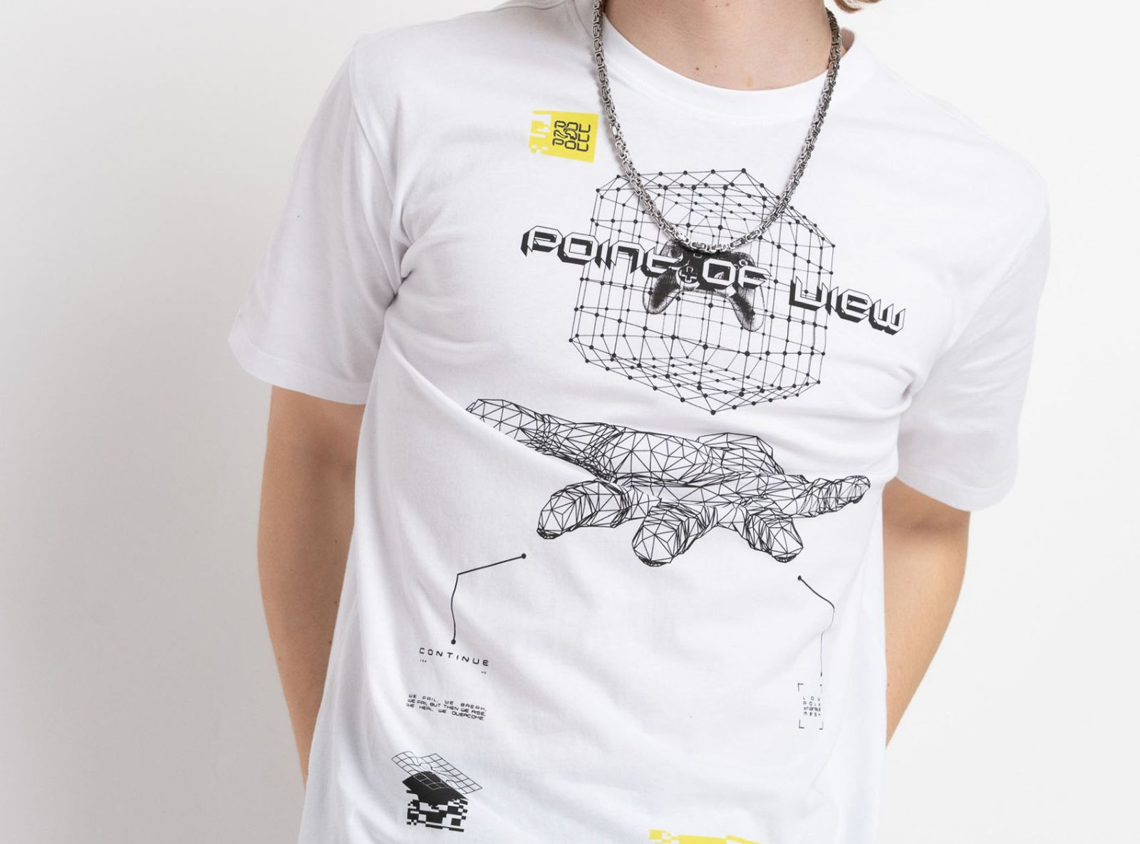 Biały t-shirt z autorską grafiką z przodu Biały t-shirt z autorską grafiką z przodu