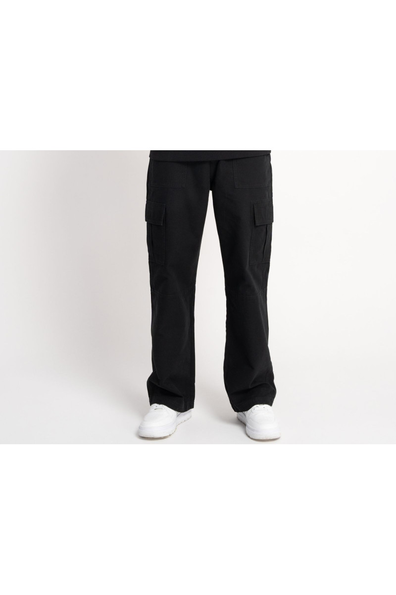 Czarne spodnie materiałowe WIDE LEG z kieszeniami na nogawkach, czarny