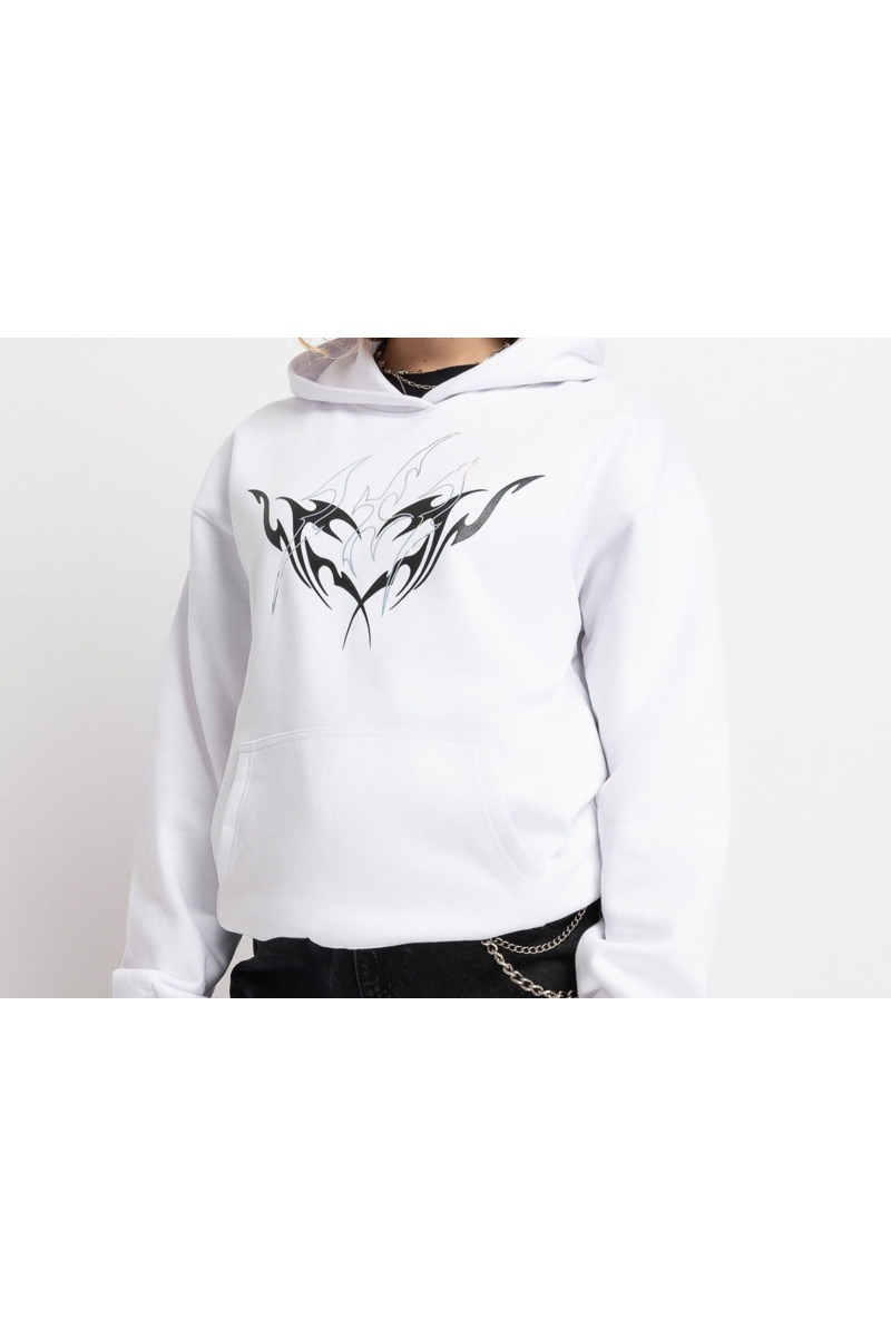 Biała bluza z kapturem z kontrastową grafiką z przodu, biały