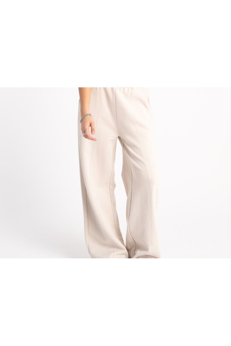 Beżowe spodnie dresowe z szerokimi nogawkami, beżowy