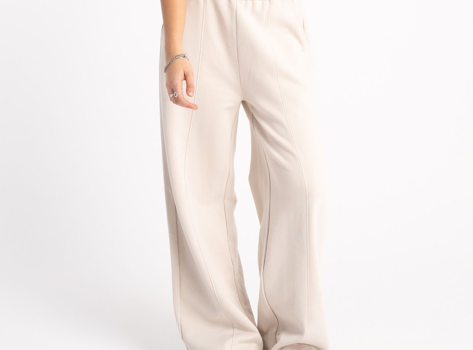 Beżowe spodnie dresowe WIDE LEG