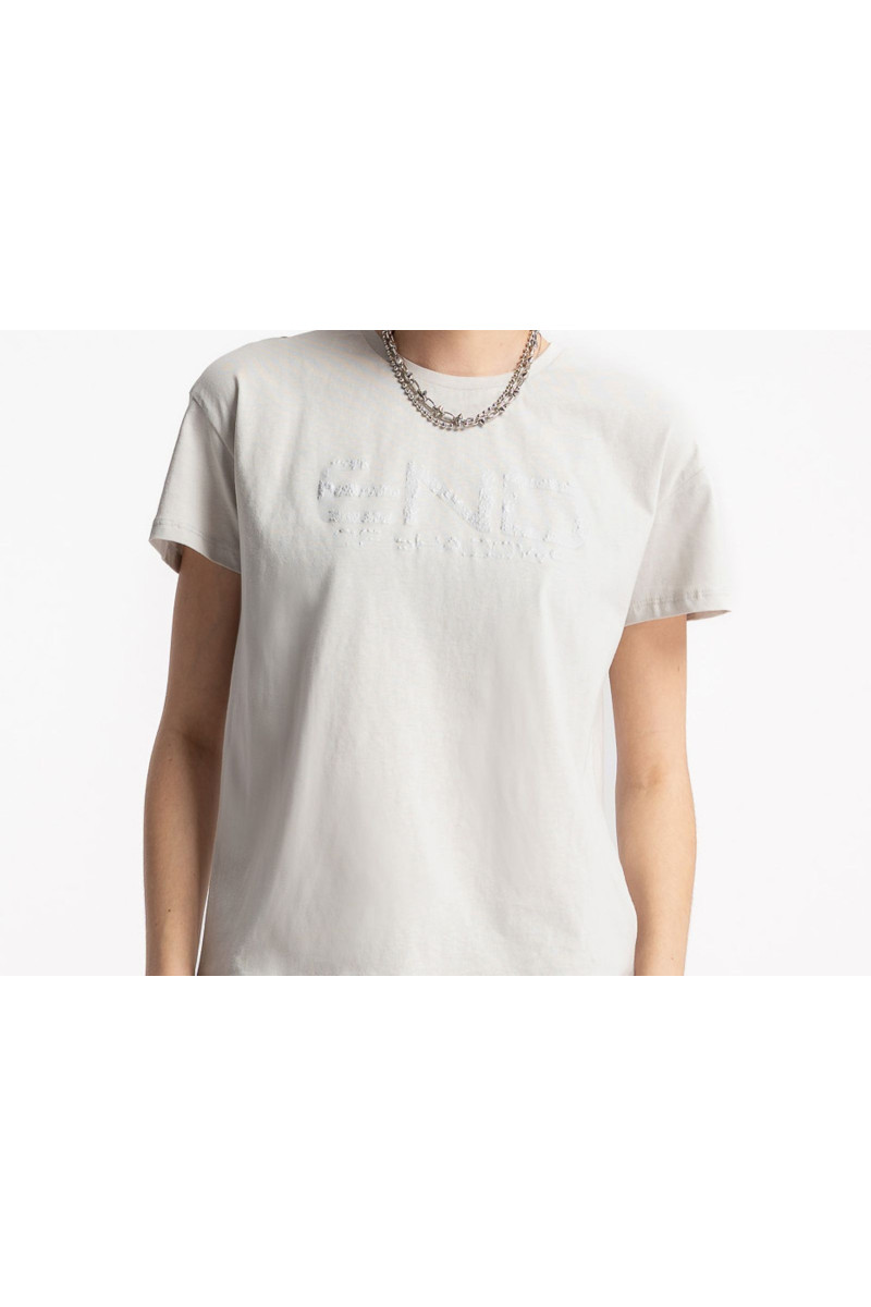 Jasnoszary t-shirt RELAXED z nadrukiem z przodu, szary