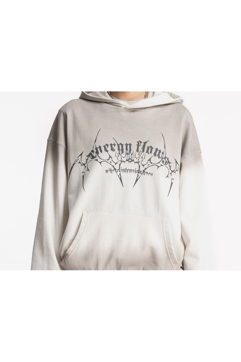 Kremowa bluza z kapturem z autorską grafiką z przodu, kremowy