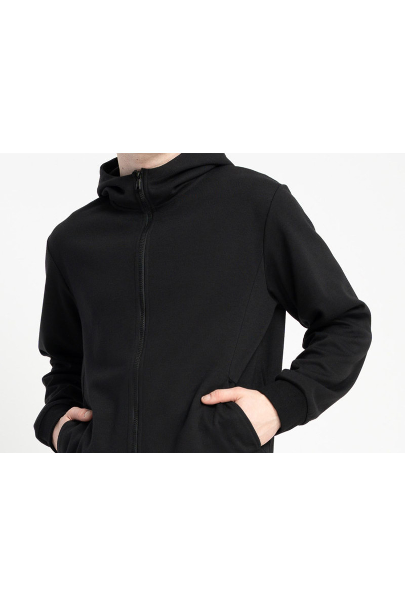 Czarna bluza REGULAR z kapturem z modnymi cięciami, czarny