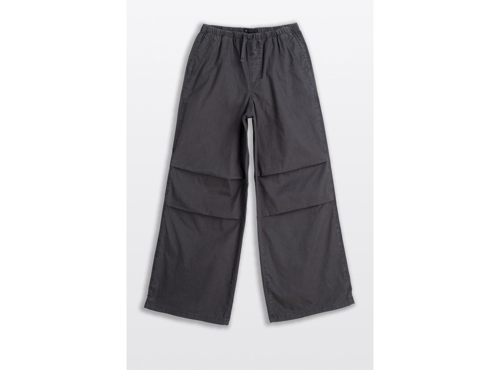 Ciemnoszare spodnie typu PARACHUTE z zaszewkami na kolanach