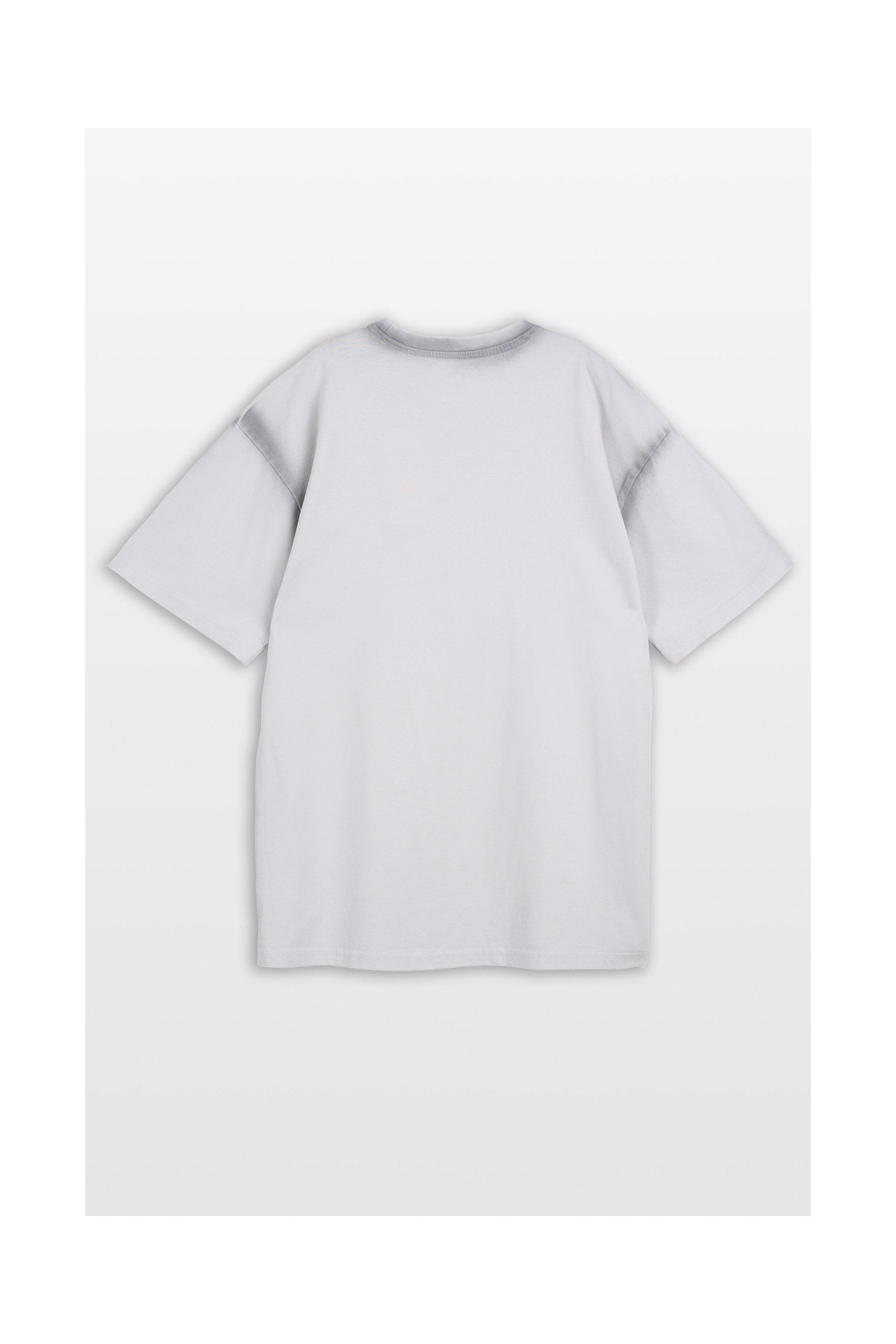 Jasnoszary t-shirt z autorską grafiką z przodu