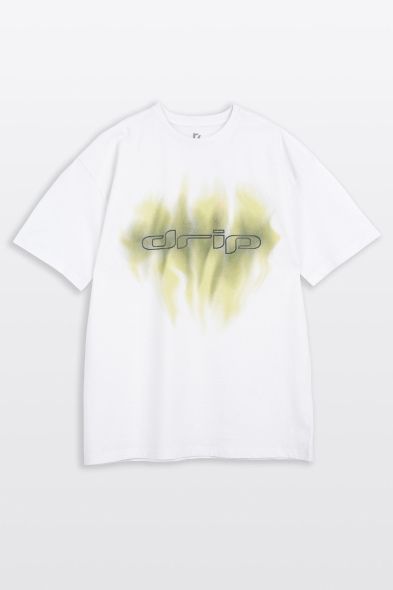 Biały t-shirt z autorską grafiką z przodu, biały