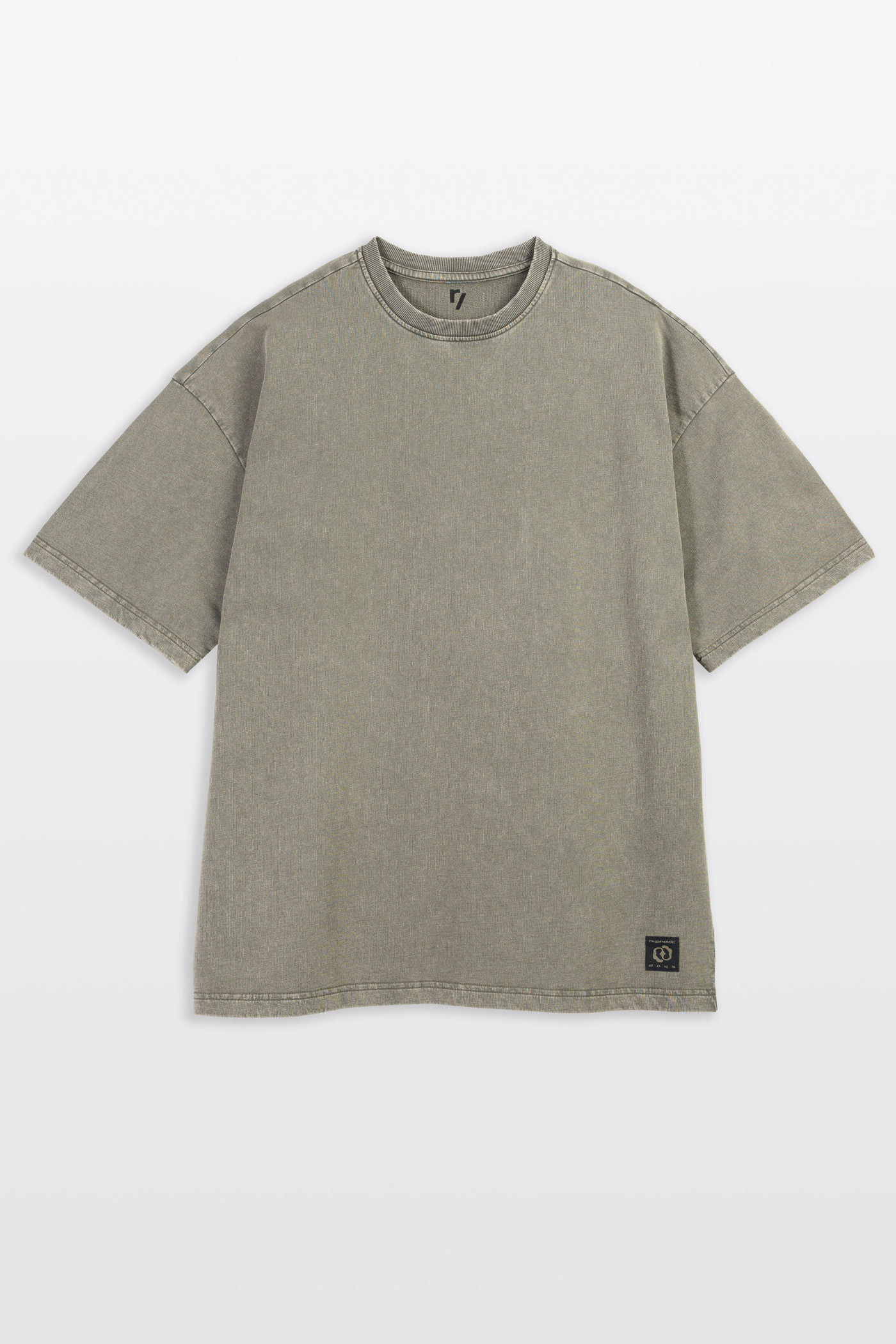 Khaki t-shirt z efektem sprania