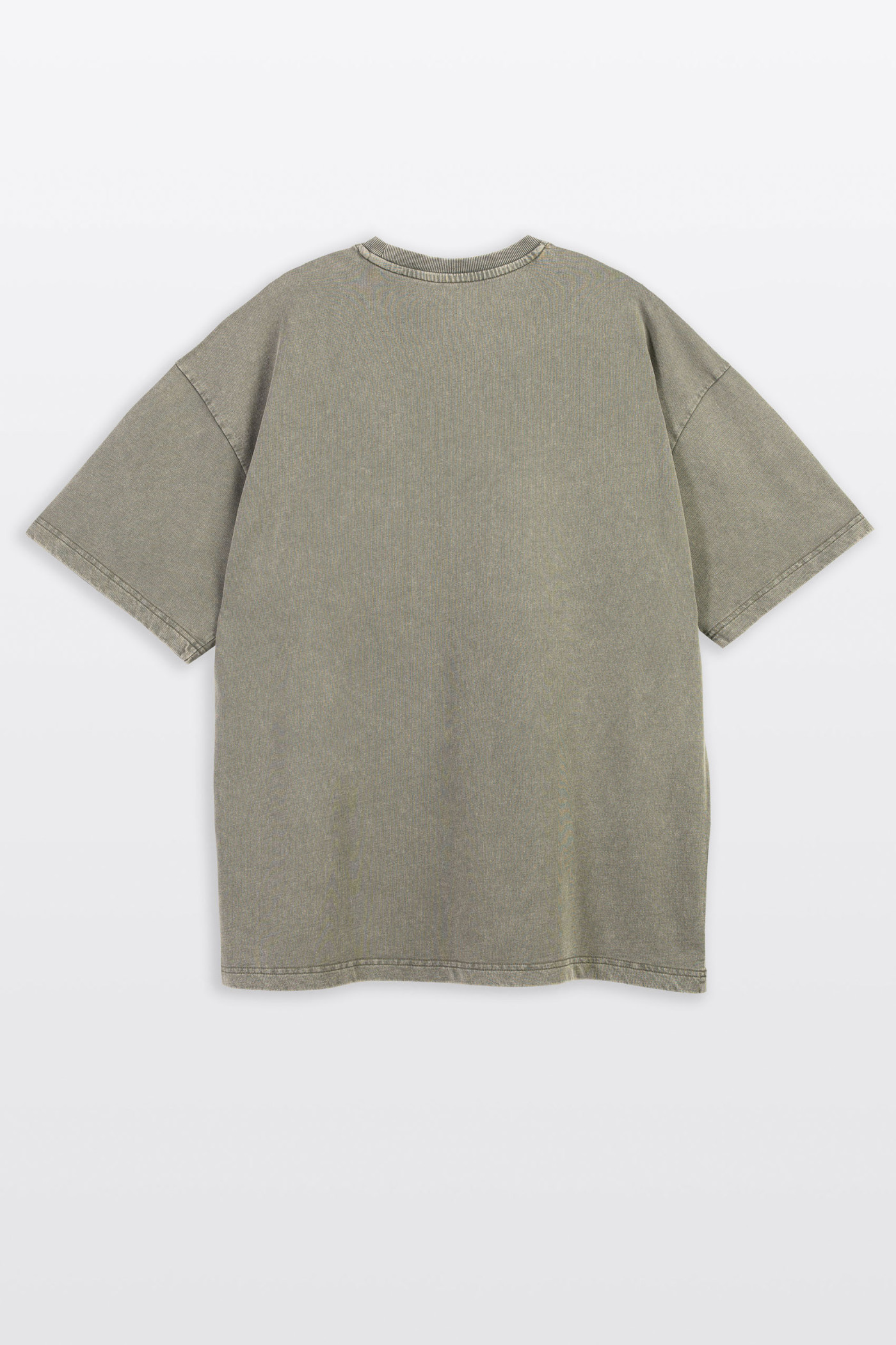 Khaki t-shirt z efektem sprania