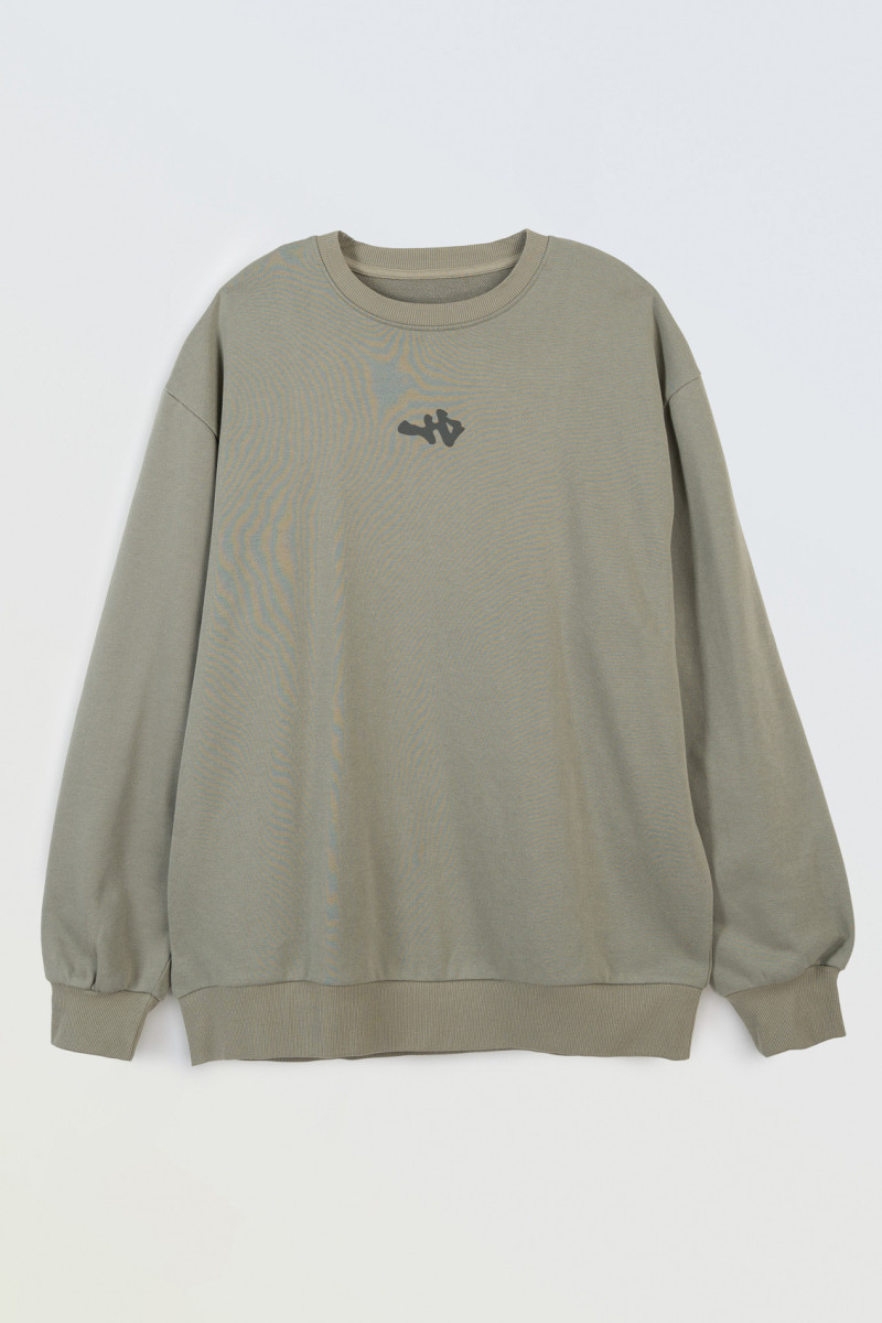 Khaki bluza bez kaptura z nadrukiem z tyłu